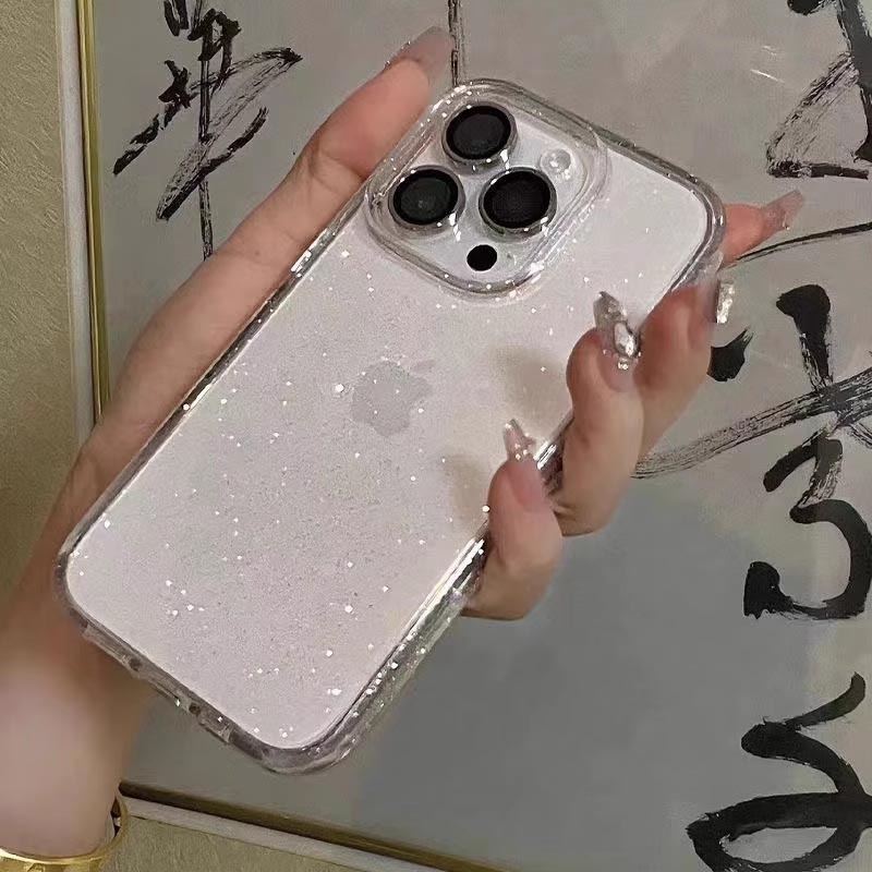 For iPhone 15 pro max Wholesale Phone Case Transparent Clear Glitter Simple Soft Shell