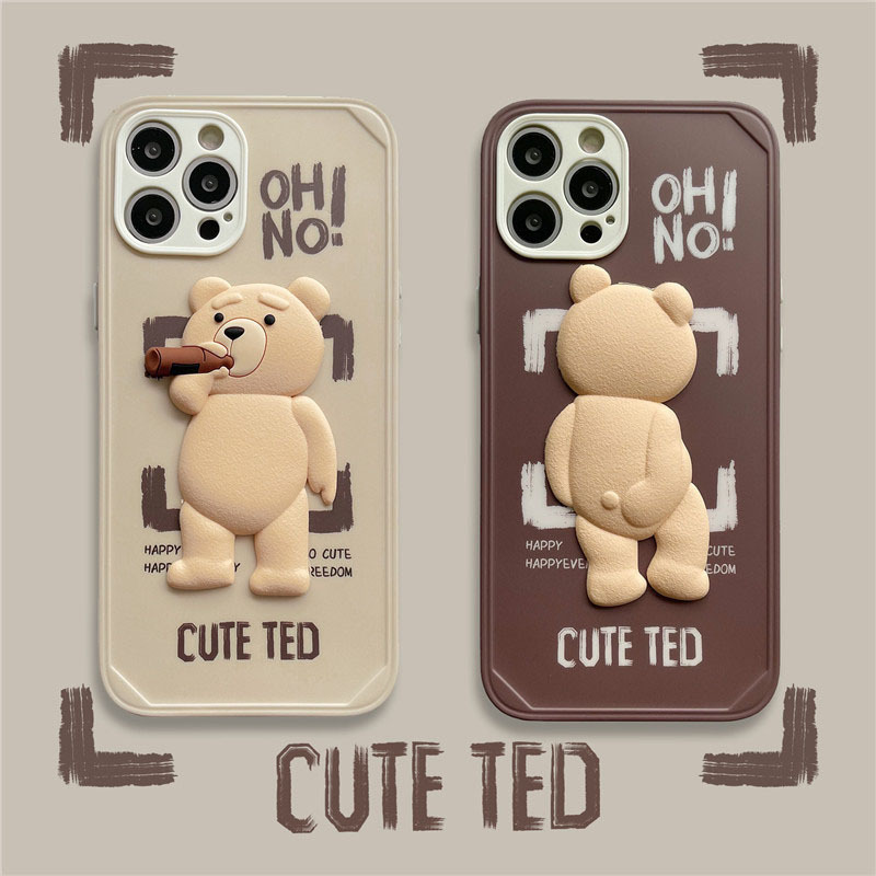 Top Sell Cartoons Silicone 3D teddy bear phone case For iphone 13 pro