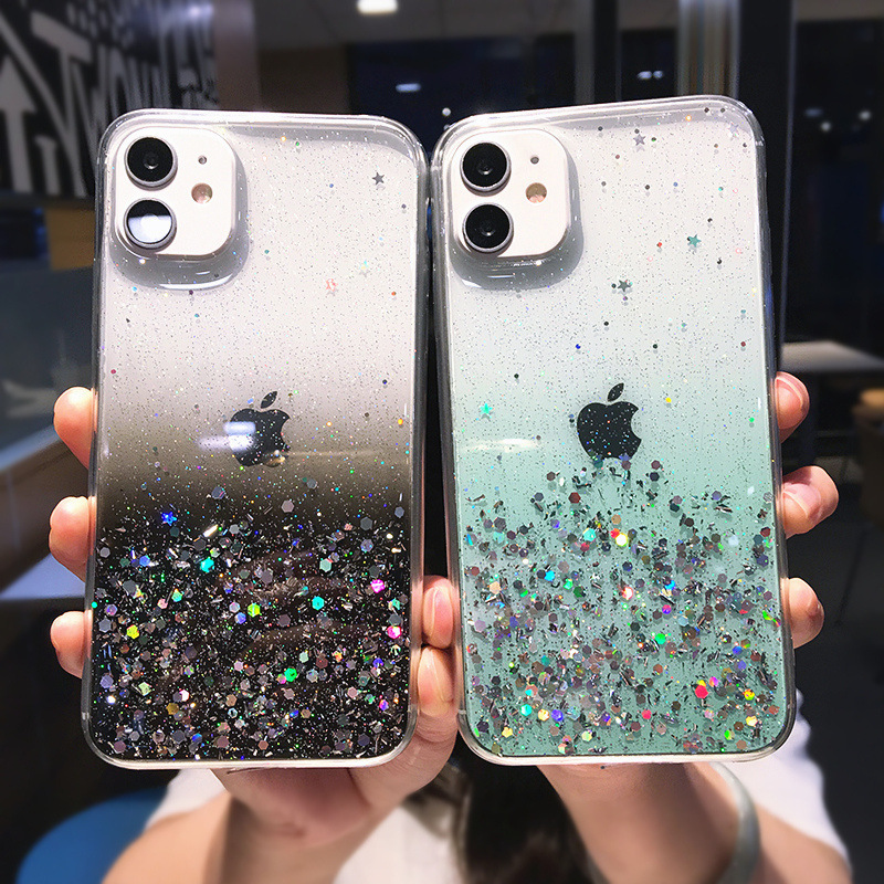 Luxury Soft Bumper Back Cover Glitter Transparent Clear Phone Case For iPhone 11 12 13 Pro Max XS X XR 7 8 Plus SE 2020 Mini