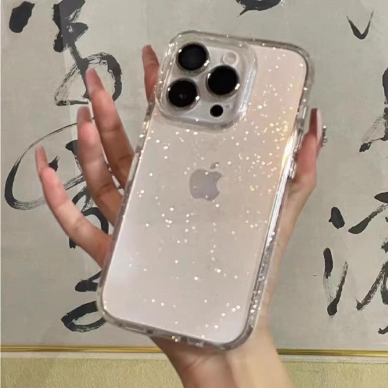 For iPhone 15 pro max Wholesale Phone Case Transparent Clear Glitter Simple Soft Shell