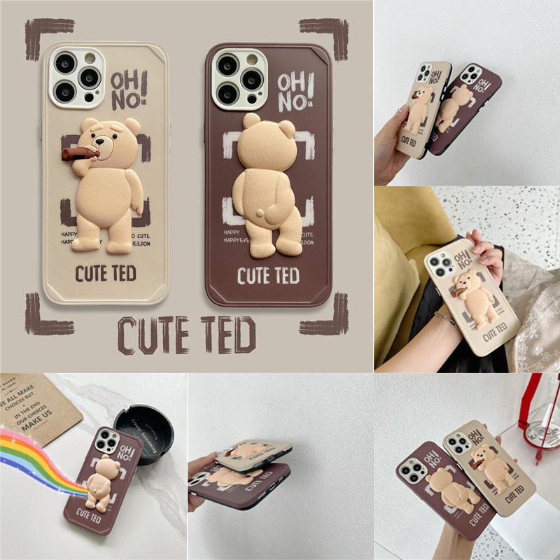 Top Sell Cartoons Silicone 3D teddy bear phone case For iphone 13 pro