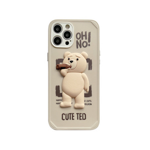 Top Sell Cartoons Silicone 3D teddy bear phone case For iphone 13 pro