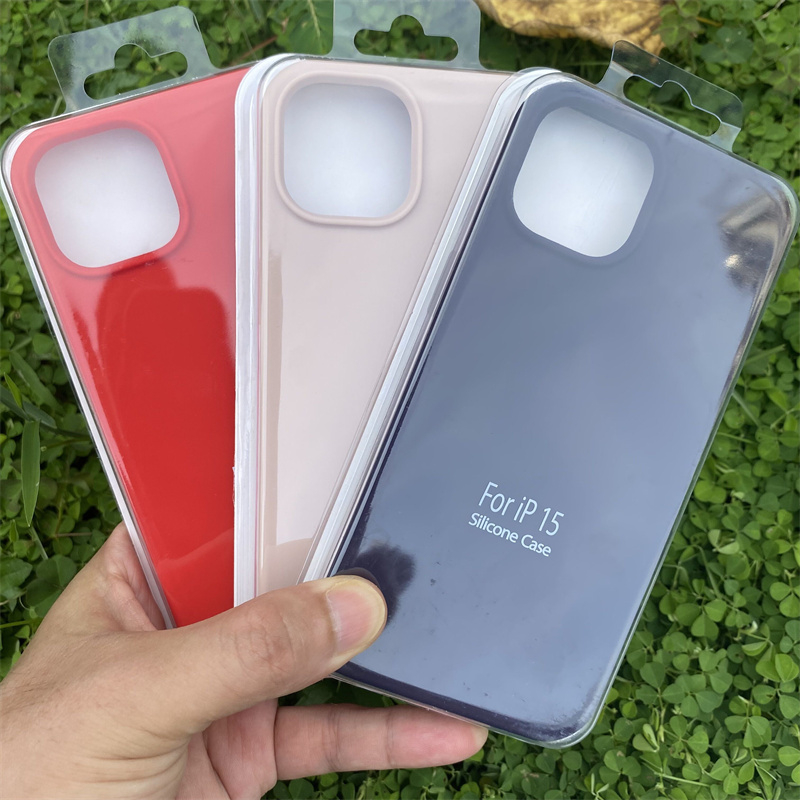 Retail Packaging Multi Color Liquid Silicone  mobile phone case for apple iphone 15 11 12 13 14 Pro Max