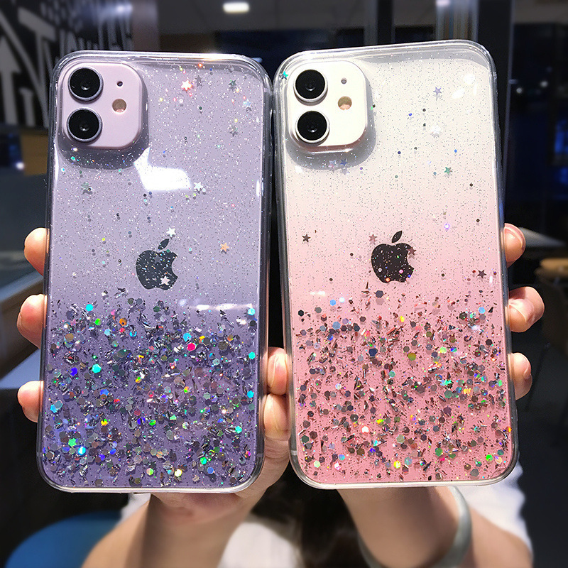 Luxury Soft Bumper Back Cover Glitter Transparent Clear Phone Case For iPhone 11 12 13 Pro Max XS X XR 7 8 Plus SE 2020 Mini