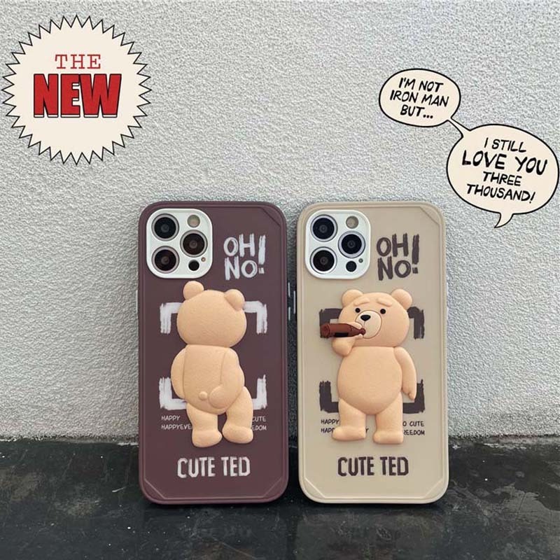 Top Sell Cartoons Silicone 3D teddy bear phone case For iphone 13 pro