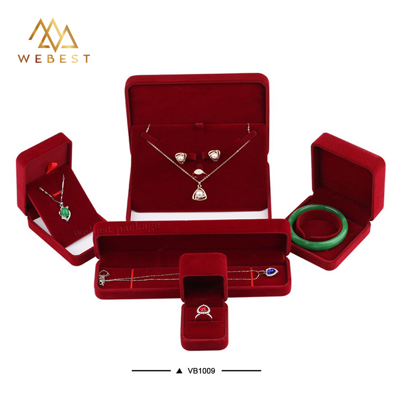 Webest luxury gift Jewelry Box Custom Velvet Jewellery Ring Red Wholesale with Velvet Ring Box velvet box for wedding invitation