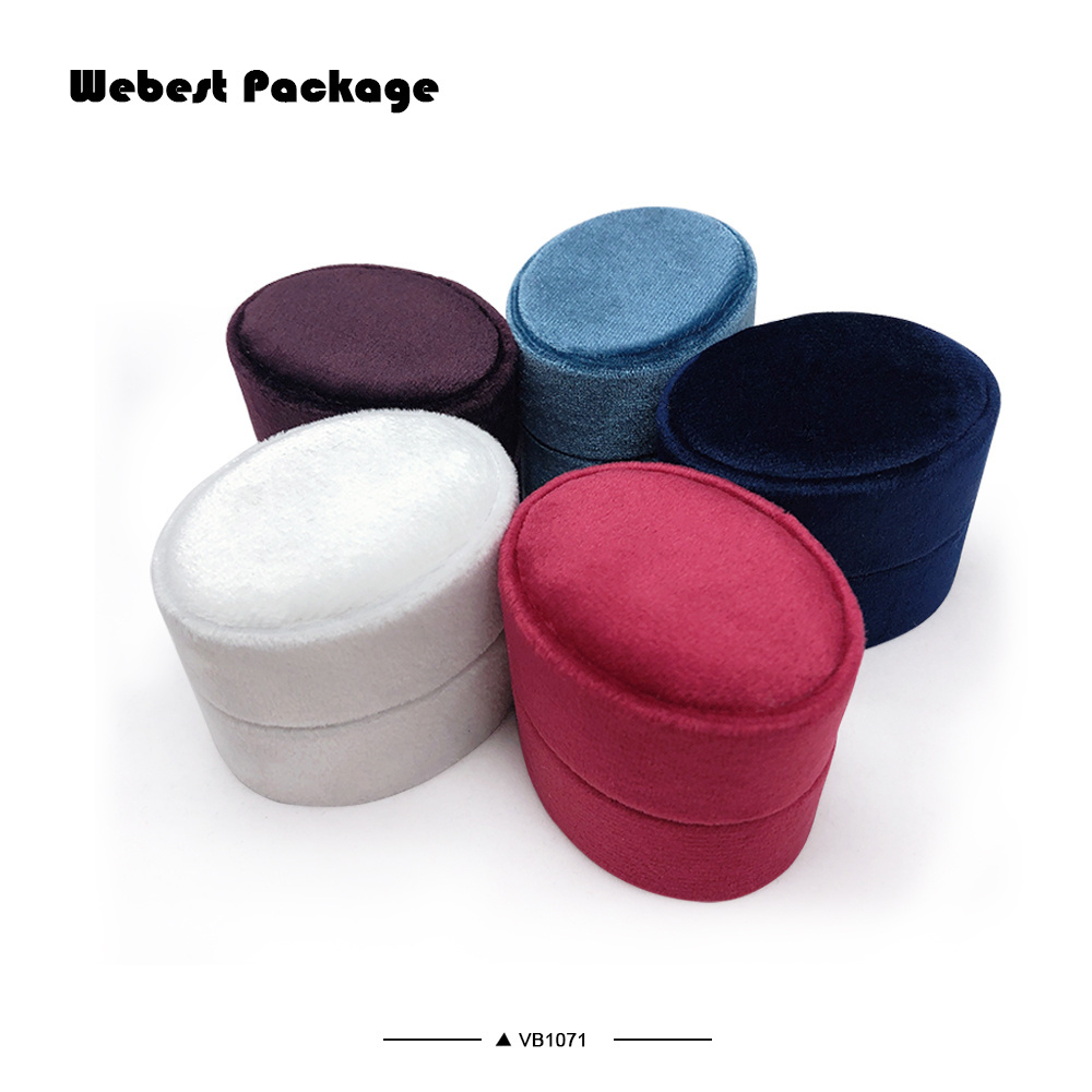 Webest Package velvet velure luxury oval ball shape ring jewelry boxes in different color round velvet ring box