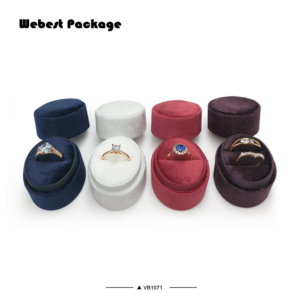 Webest Package velvet velure luxury oval ball shape ring jewelry boxes in different color round velvet ring box