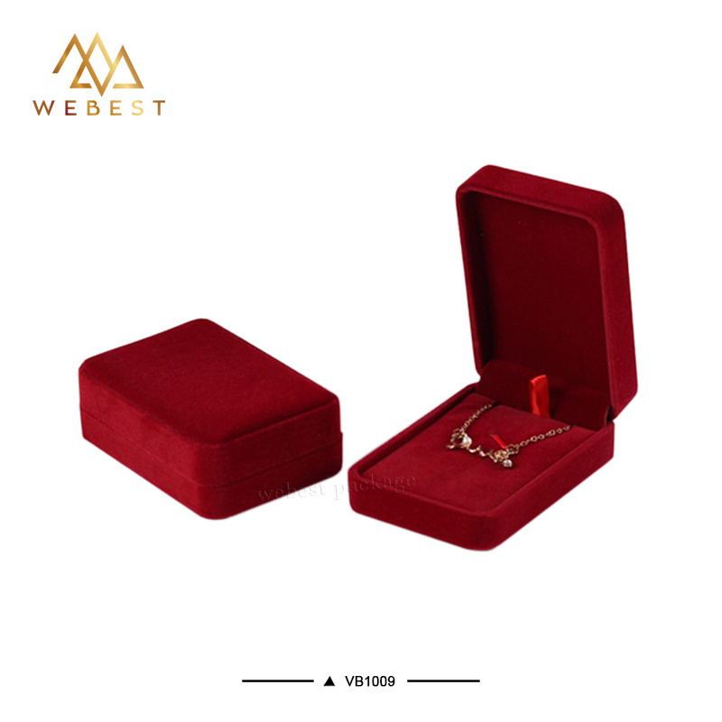 Webest luxury gift Jewelry Box Custom Velvet Jewellery Ring Red Wholesale with Velvet Ring Box velvet box for wedding invitation