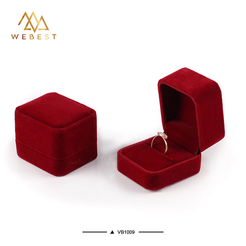 Webest luxury gift Jewelry Box Custom Velvet Jewellery Ring Red Wholesale with Velvet Ring Box velvet box for wedding invitation