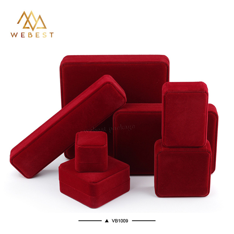 Webest luxury gift Jewelry Box Custom Velvet Jewellery Ring Red Wholesale with Velvet Ring Box velvet box for wedding invitation