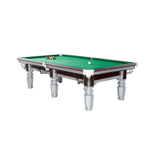 China Manufacturer Cheap Solid Wood Steel Cushion Slate Bed Silver Leg Chinese 8 Ball Pool Table Small 10FT Snooker Table