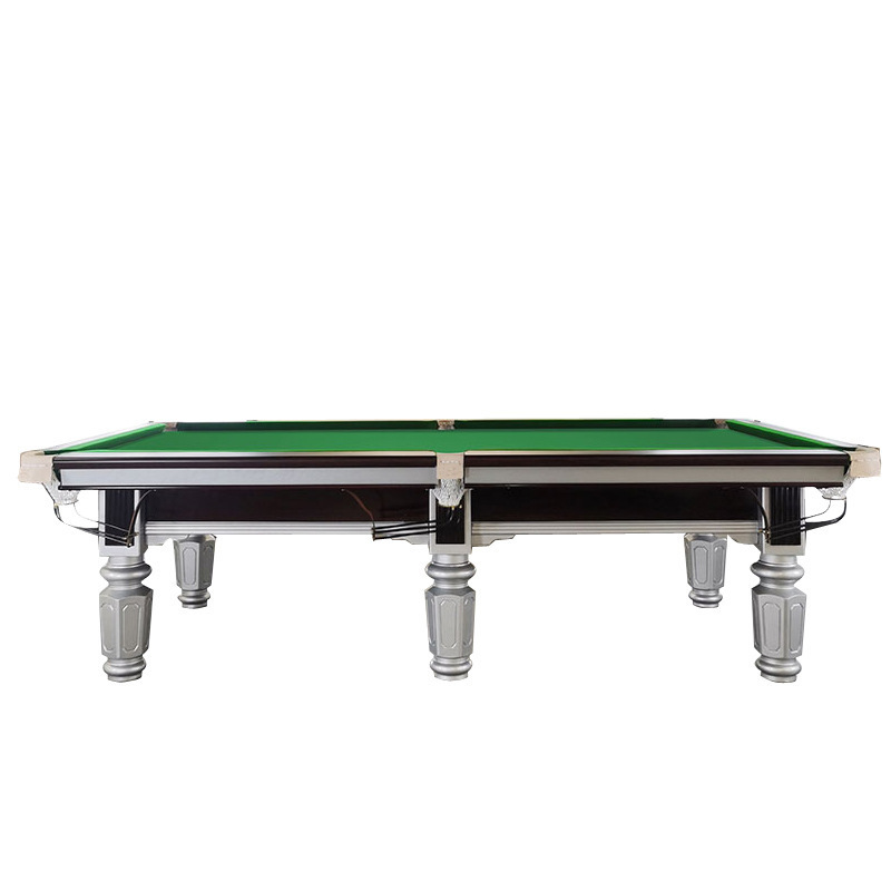 China Manufacturer Cheap Solid Wood Steel Cushion Slate Bed Silver Leg Chinese 8 Ball Pool Table Small 10FT Snooker Table