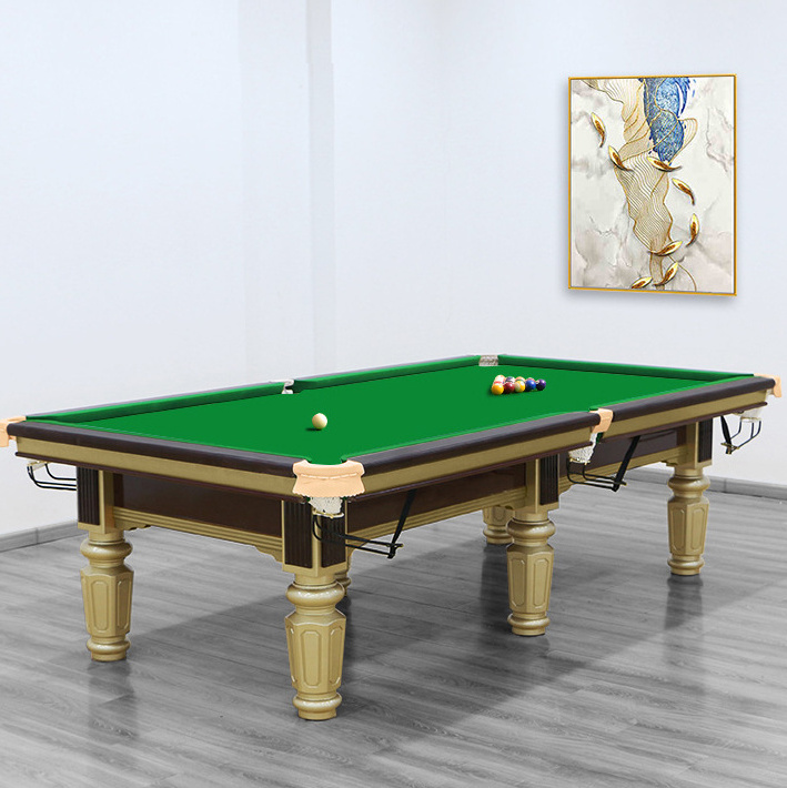 China Manufacturer Cheap Solid Wood Steel Cushion Slate Bed Silver Leg Chinese 8 Ball Pool Table Small 10FT Snooker Table