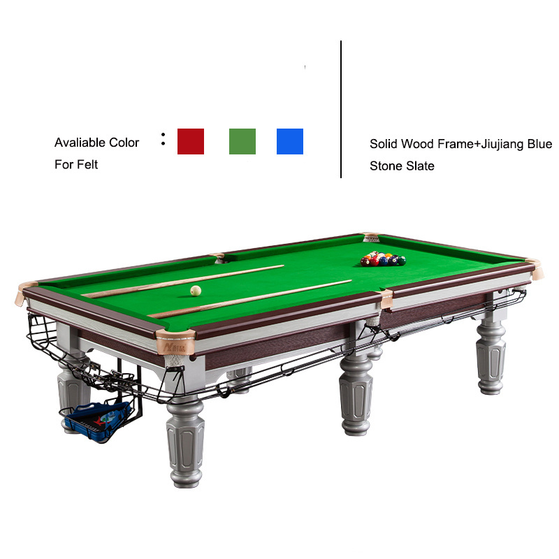 China Manufacturer Cheap Solid Wood Steel Cushion Slate Bed Silver Leg Chinese 8 Ball Pool Table Small 10FT Snooker Table