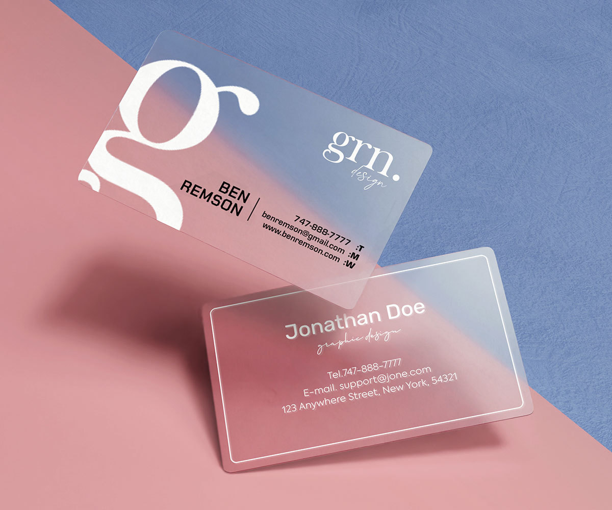 Custom Plastic Transparent Business Card Print Logo Waterproof Visiting Frosted PVC Business Name Plastic Card