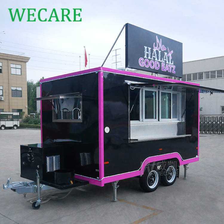 WECARE Mobile Fully Equipped Pizza Ice Cream Coffee Shop Food Truck with Full Kitchen Hot Dog Food Vending Cart Trailer for Sale