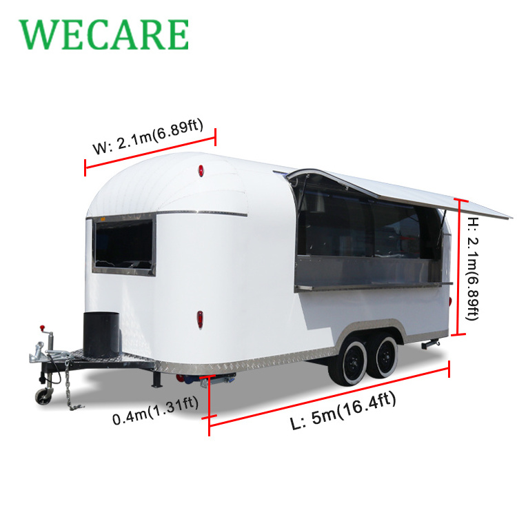 WECARE Mobile Food Cart Vending Foodtruck Containers Mobile Fast Food Van Trailer for Europe