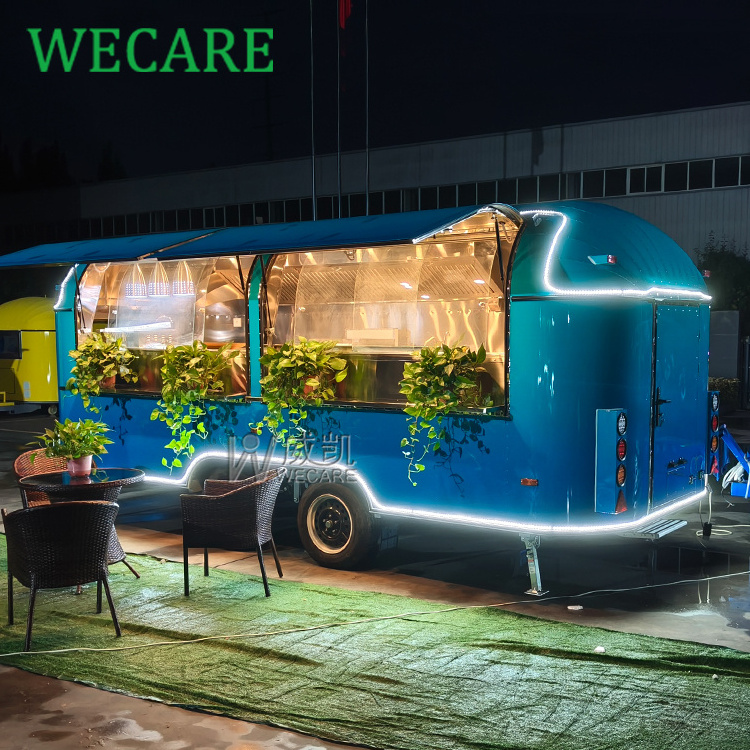 WECARE Multifunction Stainless Steel Airstream Design Food Trailer Fully Equipped Mobile Snack Food Truck with Full Kitchen