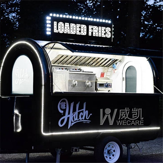 WECARE China Catering Concession Trailer Small Round Fast Food Trailer Burger Food Cart Street Mobile Fast Food Car for sale