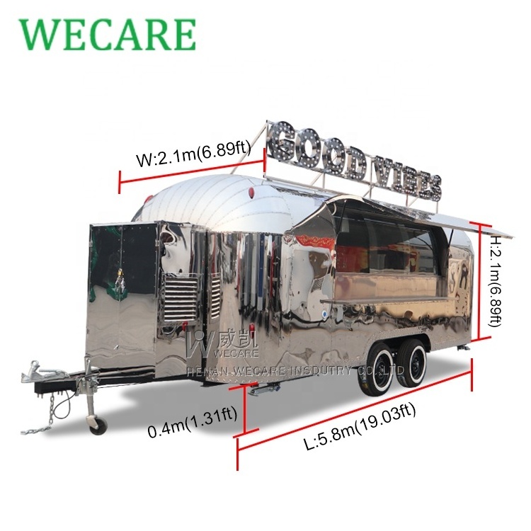 WECARE Mobile Catering Restaurant Bar BBQ Food Trailer Airstream Ice Cream Coffee Pizza Food Trucks with Full Kitchen for Sale