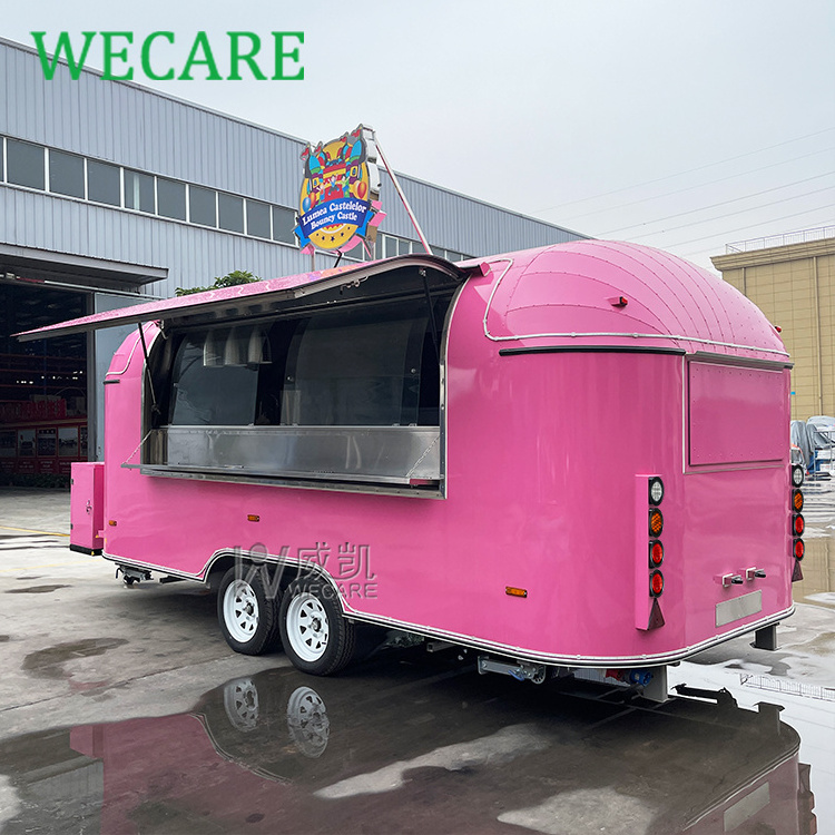 WECARE Remolque De Comida Pink Mobile Kitchen Fast Food Trailers Fully Equipped Airstream Icecream Food Truck for Sale Europe