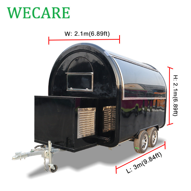 WECARE Outdoor Small Mobile Fast Food Cart Kiosk Design Street Mini Round Towable Food Trailer For Sale In Canada