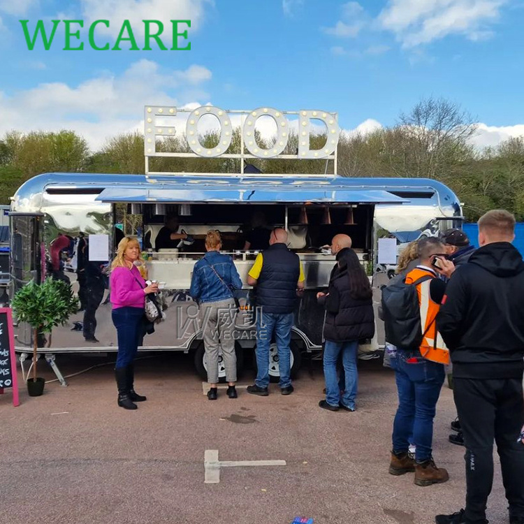 WECARE Remolque De Comida Food Track Mobile Restaurant Coffee Bar Trailer Fully Equipped Airstream Food Truck with Full Kitchen