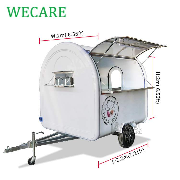 WECARE Custom Mini Round Food Trailer Fully Equipped Street Small Mobile Coffee Ice Cream Hot Dog Fast Food Cart Design for Sale