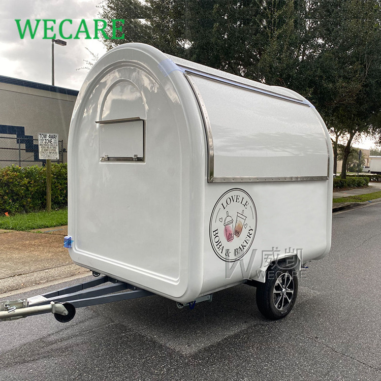 WECARE Custom Mini Round Food Trailer Fully Equipped Street Small Mobile Coffee Ice Cream Hot Dog Fast Food Cart Design for Sale