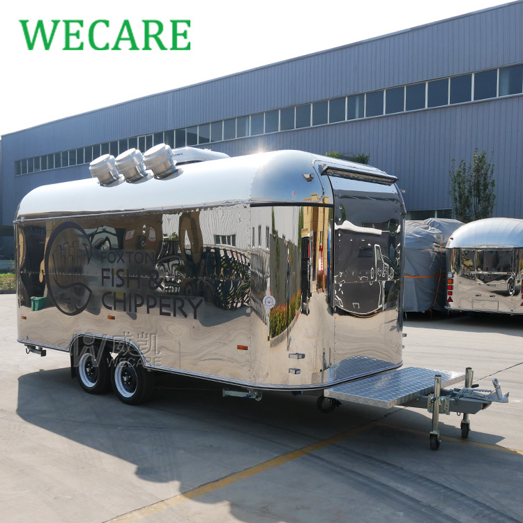 WECARE Custom Mobile Ice Cream Coffee BBQ Fast Food Truck Fully Equipped Airstream Bar Mobile Kitchen Food Trailer for Sale