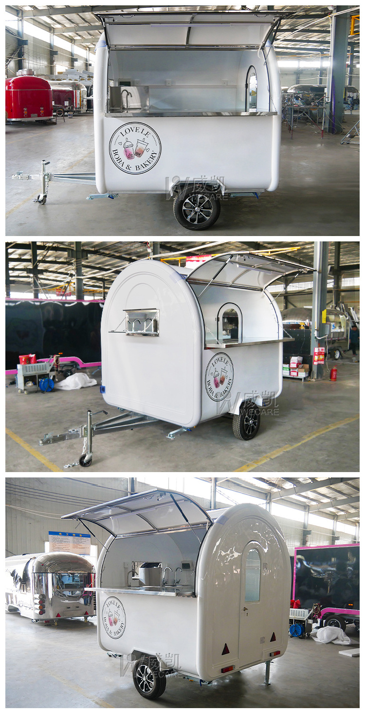 WECARE Custom Mini Round Food Trailer Fully Equipped Street Small Mobile Coffee Ice Cream Hot Dog Fast Food Cart Design for Sale