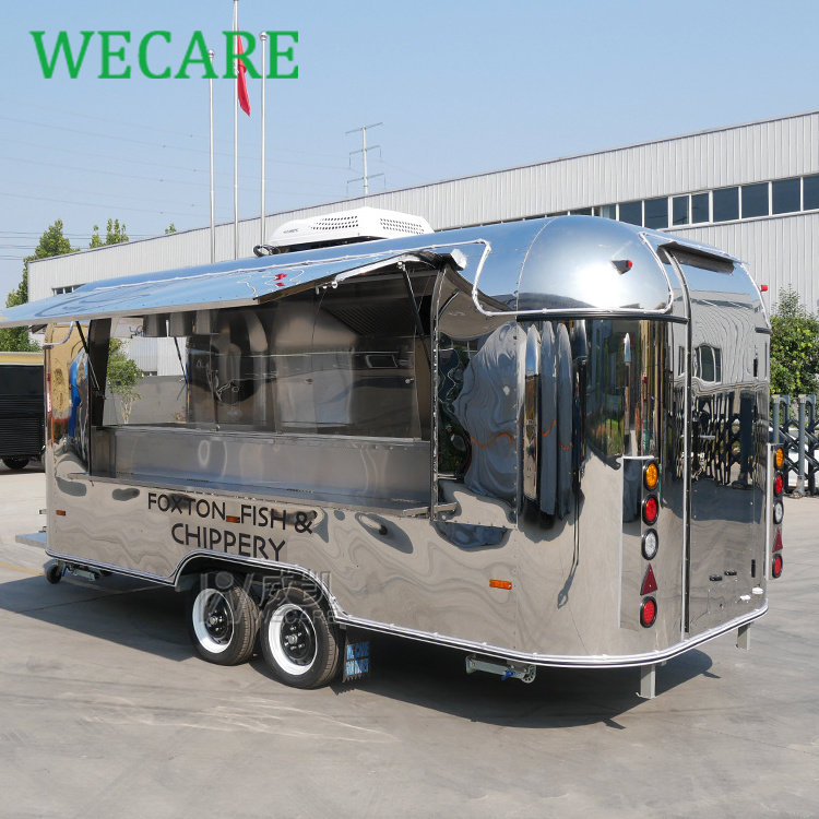 WECARE Remolque De Comida Food Track Mobile Restaurant Coffee Bar Trailer Fully Equipped Airstream Food Truck with Full Kitchen