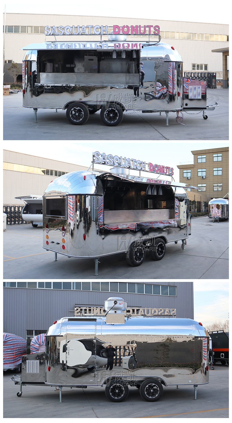 WECARE Custom Mobile Kitchen Catering BBQ Coffee Trailer Carros De Comida Airstream Burger Pizza Fast Food Truck for Sale Europe