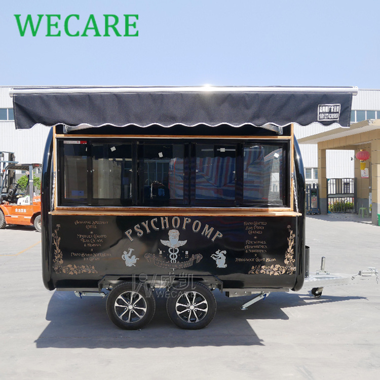 WECARE Wholesale Price Customized Vintage Food Truck Caravan Food Trailer with Awning