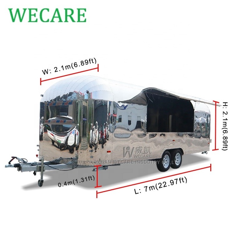 WECARE Custom Airstream Catering Pizza BBQ Food Trailer Fully Equipped Outdoor Mobile Bar Ice Cream Coffee Food Truck for Sale