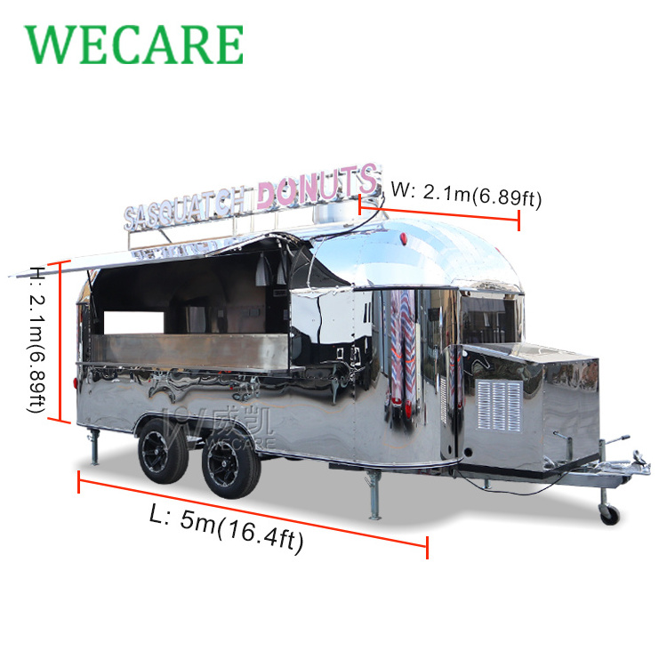 WECARE Custom Mobile Kitchen Catering BBQ Coffee Trailer Carros De Comida Airstream Burger Pizza Fast Food Truck for Sale Europe