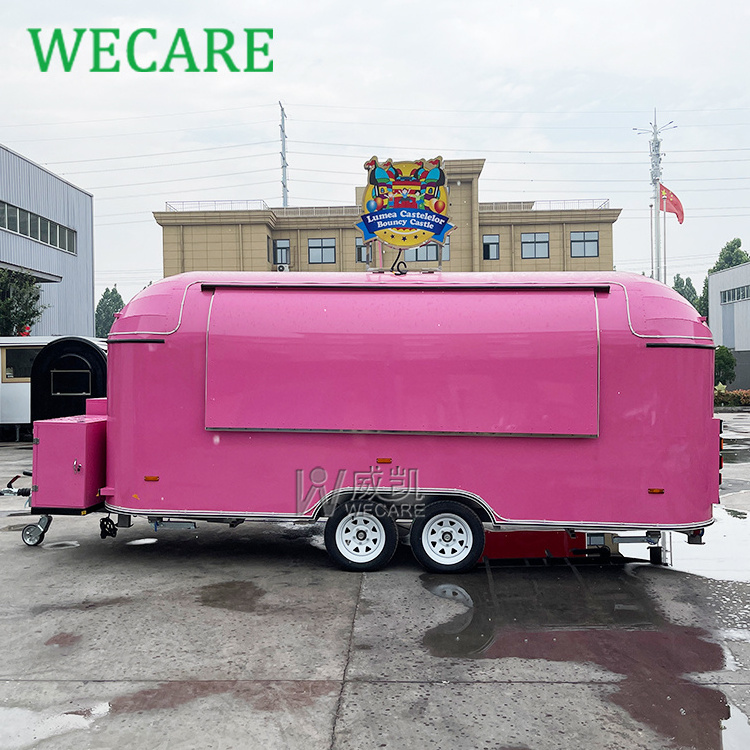 WECARE Remolque De Comida Pink Mobile Kitchen Fast Food Trailers Fully Equipped Airstream Icecream Food Truck for Sale Europe