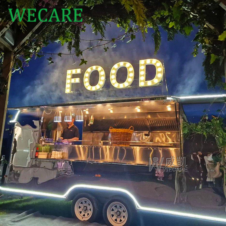 WECARE Remolque De Comida Food Track Mobile Restaurant Coffee Bar Trailer Fully Equipped Airstream Food Truck with Full Kitchen