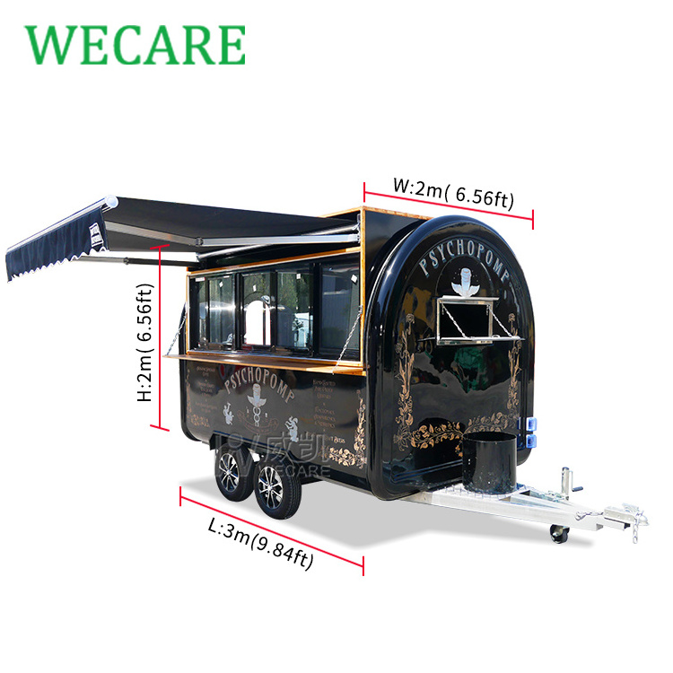 WECARE Outdoor Camper Hot Dog Snack Cart Towable Food Truck Mobile Food Cart with Awning