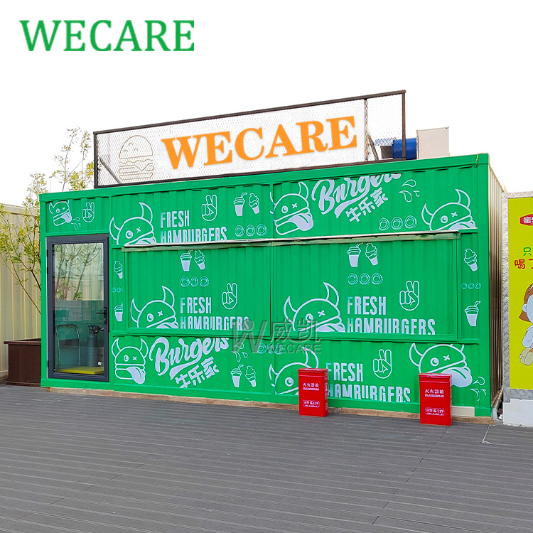 WECARE Street Drive Thru Container Prefab Coffee Shop Kiosk Mobile Prefabricated Container Bar Restaurant with Kitchen for Sale