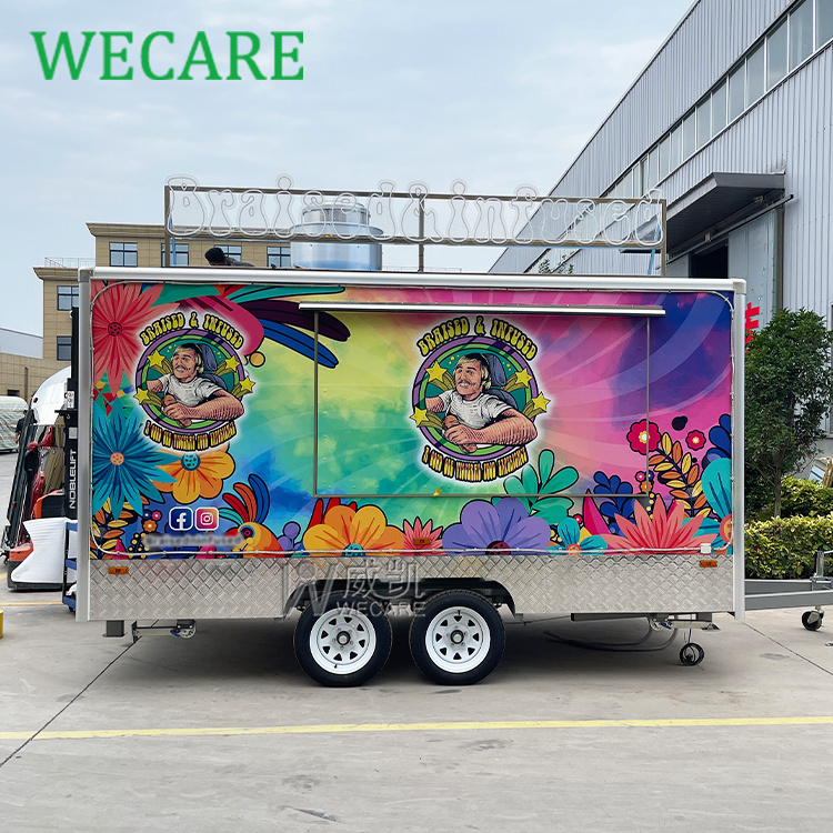 WECARE Custom Size Hot Dog Cart Smoothie Snack Food Truck Square Box Coffee Bar Australia Standard Foodtruck Mobile Food Trailer