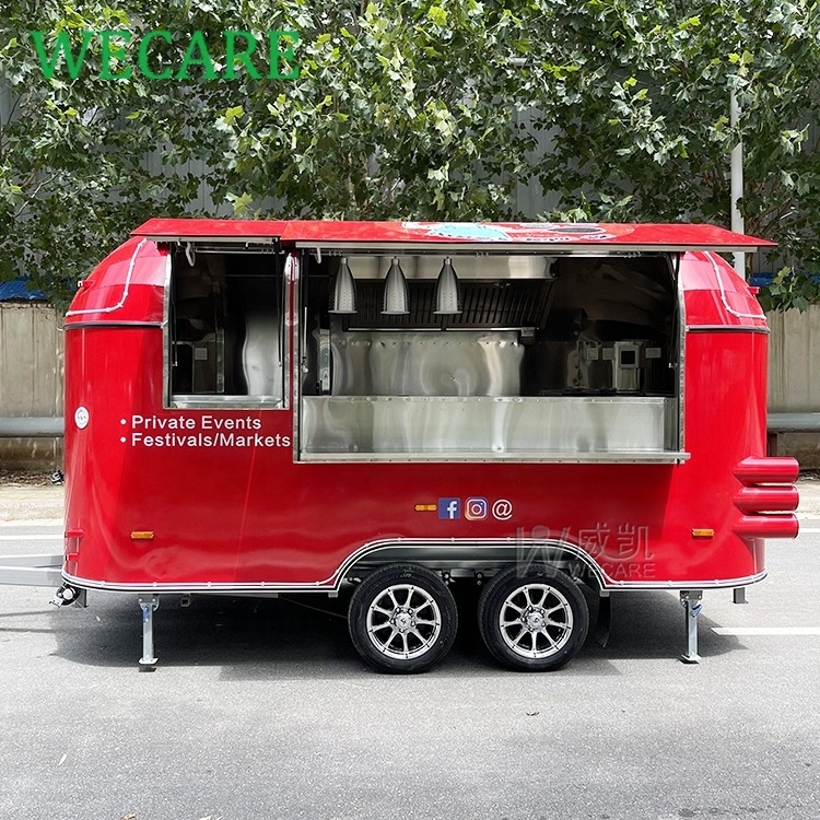 WECARE Custom Beach Mobile Bar Coffee Truck Mobile Restaurant Cater Trailer Food Track Remorque Fast Food Truck with Oven Fryer