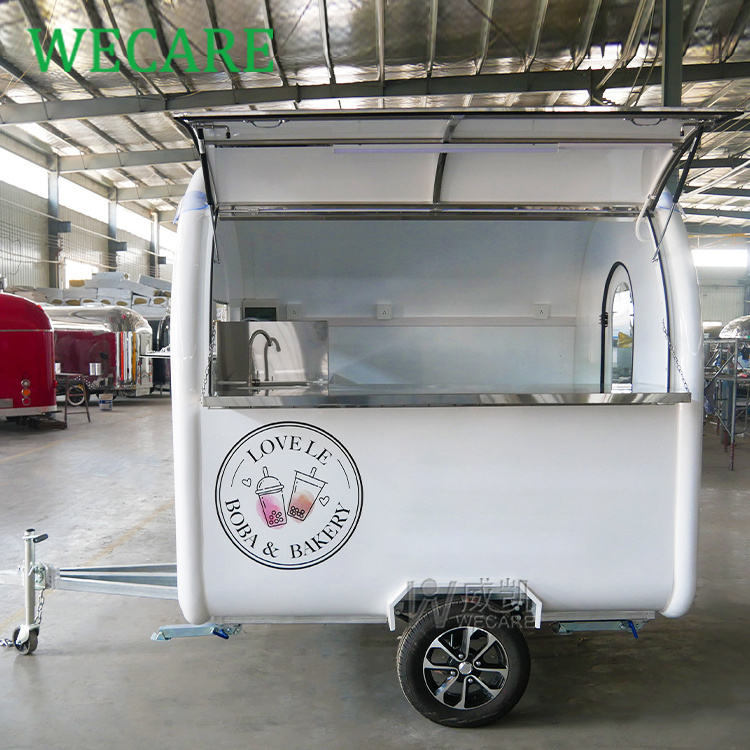 WECARE Custom Mini Round Food Trailer Fully Equipped Street Small Mobile Coffee Ice Cream Hot Dog Fast Food Cart Design for Sale