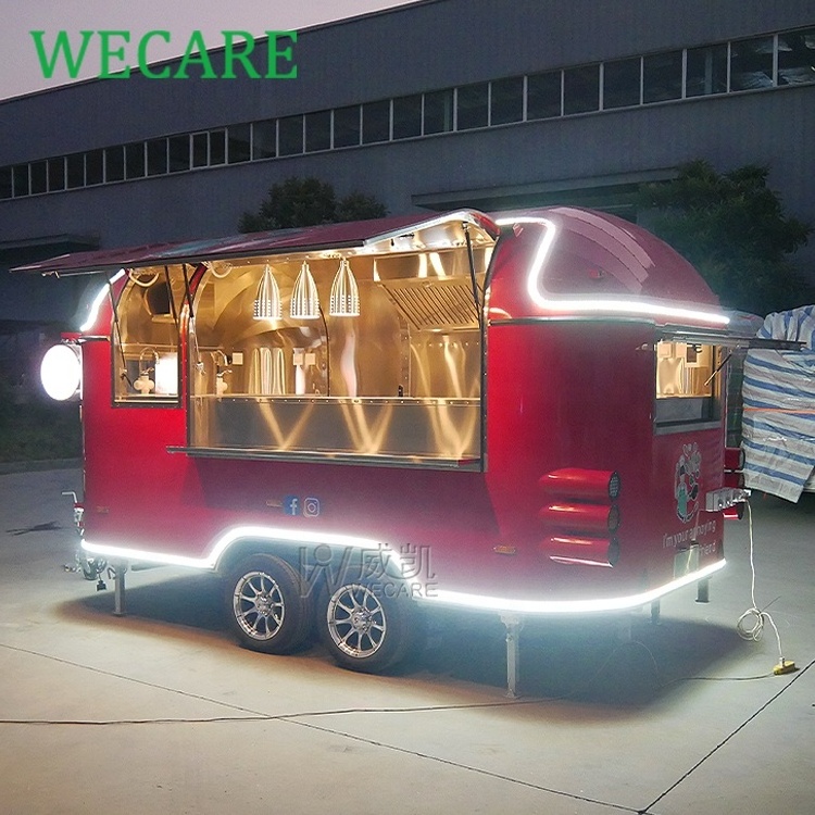 WECARE Custom Beach Mobile Bar Coffee Truck Mobile Restaurant Cater Trailer Food Track Remorque Fast Food Truck with Oven Fryer