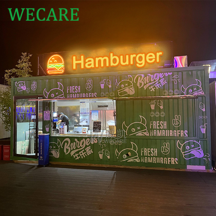 WECARE Street Drive Thru Container Prefab Coffee Shop Kiosk Mobile Prefabricated Container Bar Restaurant with Kitchen for Sale