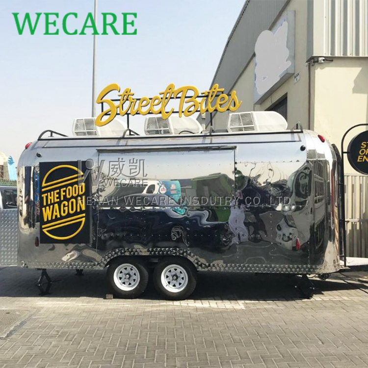 WECARE Custom Mobile Ice Cream Coffee BBQ Fast Food Truck Fully Equipped Airstream Mobile Bar Kitchen Food Trailer for Sale