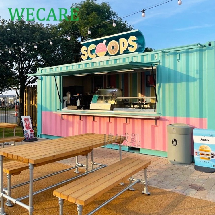 WECARE Custom Prefab Mobile Shipping Container Coffee Shop Luxury Shipping Container Bar Restaurant Kiosk with Kitchen for Sale