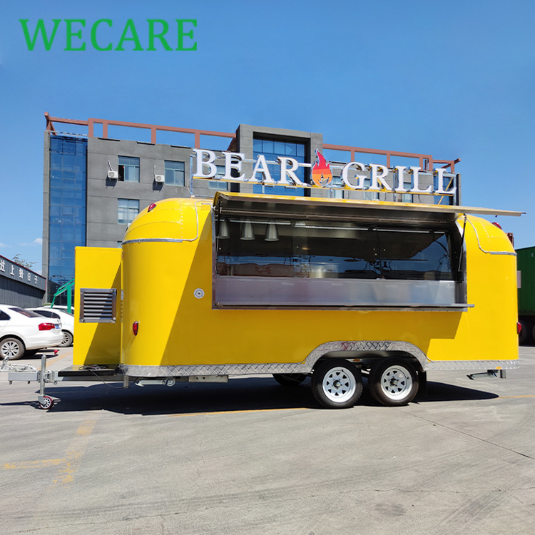 WECARE Carrito De Comida Movil Car Airstream Food Truck Trailer Carros De Helado Mobile Ice Cream Cart with Freezer Refrigerator