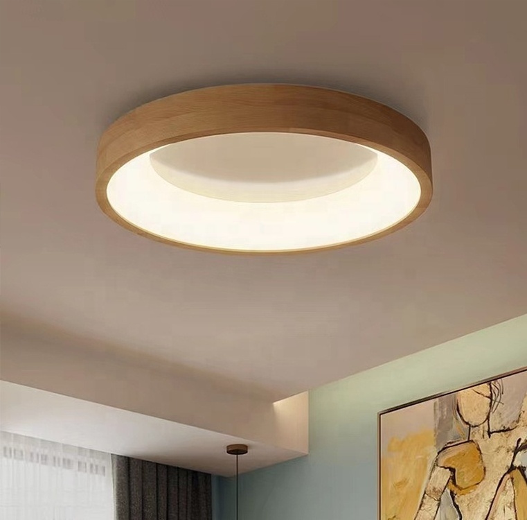 Indoor nordic modern  living room round square rectangle wood wooden LED ceiling light for living room lamp Light Fixture